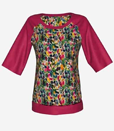 Bisiklet Yakalı Fuşya Desenli Pijama Üstü 2