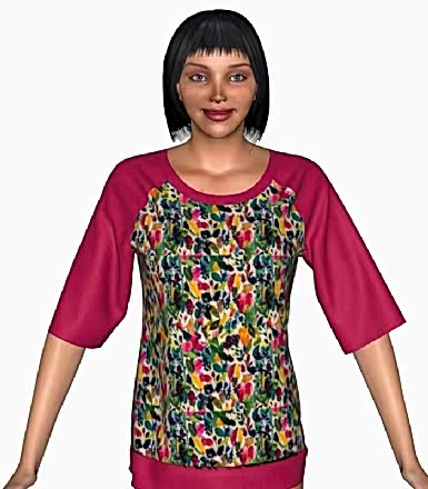 Bisiklet Yakalı Fuşya Desenli Pijama Üstü