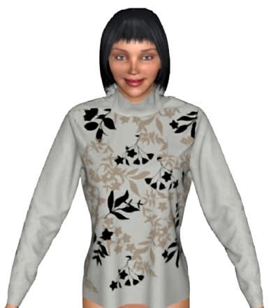 Boğazlı Pijama Üstü Çiçekli
