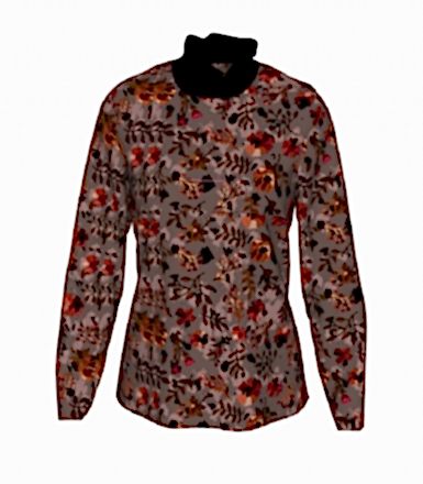 Çiçek Desenli Boğazalı Pijama Üstü