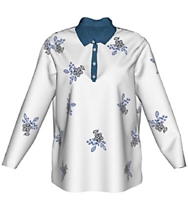 Çiçekli Beyaz Yakalı Pijama Üstü 2