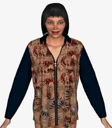 Desenli Fermuarlı Pijama Üstü